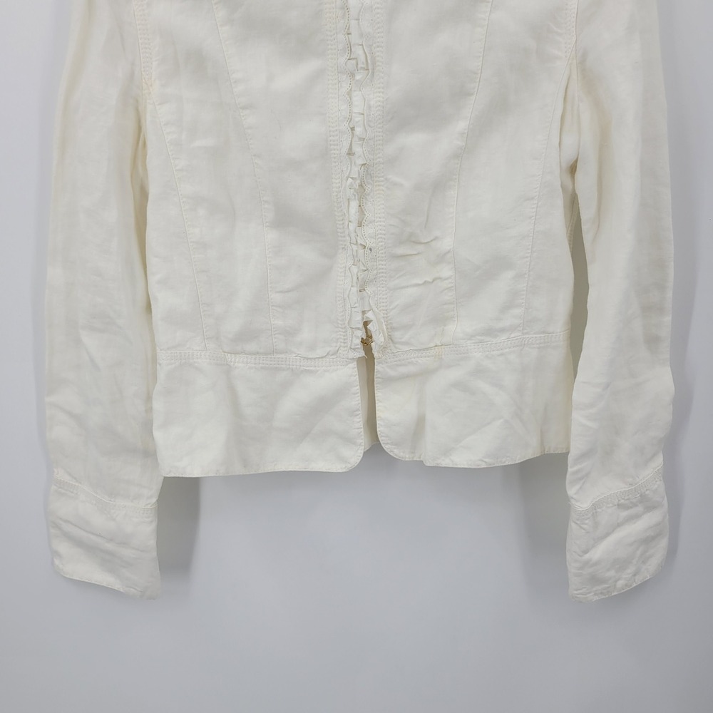 Vtg Escada Victorian Rival Old‎ Money Linen Ruffle Jacket Blazer Sz M Romantic - Picture 6 of 12
